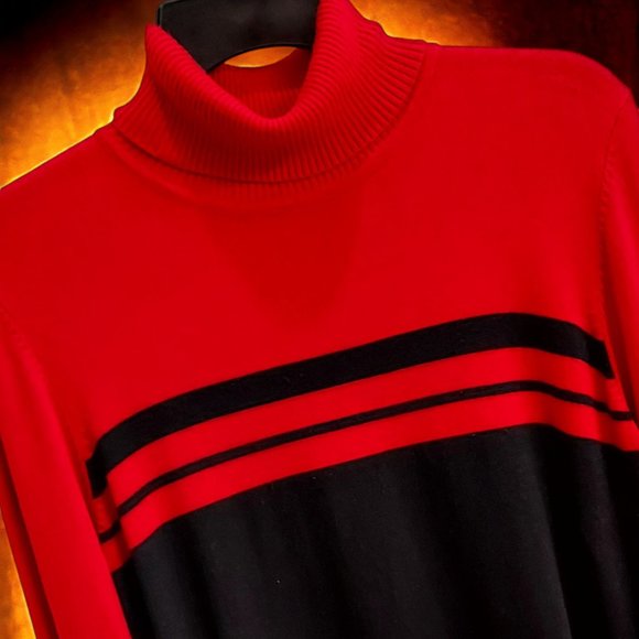 Joseph A. Women's Red & Black Turtleneck Sweater Size PXL - Picture 1 of 5